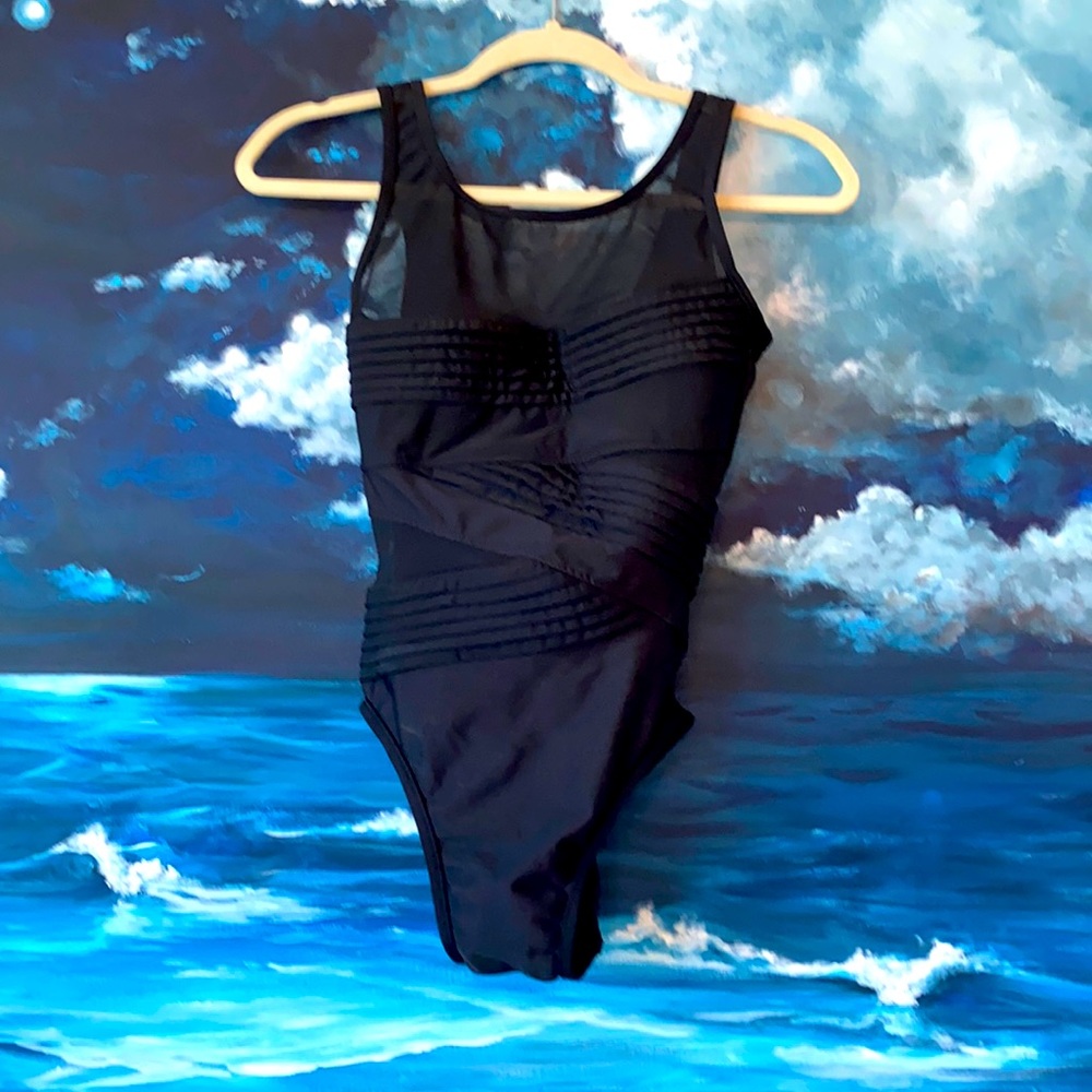 Miraclesuit Black with Mesh Panels Swimsuit - NWT!